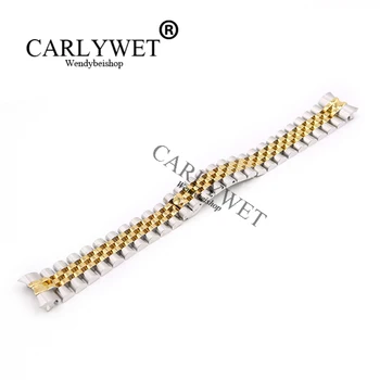 CARLYWET 20mm en-Gros din Oțel Inoxidabil Jubilee Două Tone de Aur Masiv Șurub Link-uri Încheietura Curea de Ceas Brățară Cu Capăt Curbat