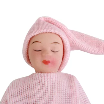 Casă de păpuși în Miniatură de Porțelan Păpuși Drăguț Copil de Dormit în Roz Pulover Clasic Pretinde Juca Păpuși pentru Copii Jucarii Creative Cadouri