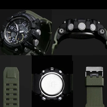 Ceasuri Sport Militare Dual Disp Bărbați LED-uri Ceasuri Quartz Cadran Rotund Mare Ceas Digital Scala Analog Ceas de mână Relogio Masculino