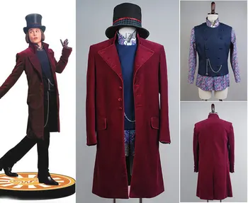 Charlie și Fabrica de Ciocolată Johnny Depp Willy Wonka Camasa+Vesta+Strat+Hat Set Complet Film de Halloween Cosplay, Costume Pentru Bărbați