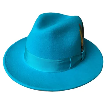 Clasic bleu Clasic Oameni modelului Lână Simțit Pălărie Fedora Nașul Hat - Design în Italia