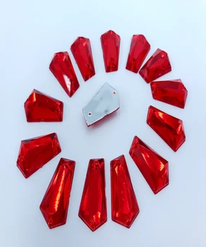 Coase pe roșu acryl pietre de cristal margele accessiory piatră prețioasă de mână cusut de rochie 14*23mm 60pcs