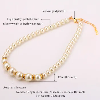 Colier De Perle Frumoase De Mireasa Moda Bijuterii De Culoare De Aur Austriac Stras Cadou Cravată Colier Pentru Femei N844