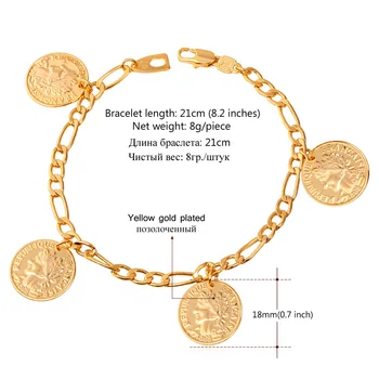Collare Franța Monedă Farmecul Bratari De Moda De Culoare De Aur De Epocă Figaro Lanț Brățări Brățări Pentru Femei/ Bărbați Bijuterii H549