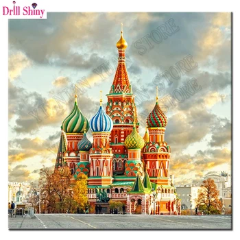 Complet piața diamant 5D diamant broderie Moscova biserica diamant Pictura cruciulițe Stras model mozaic decor acasă