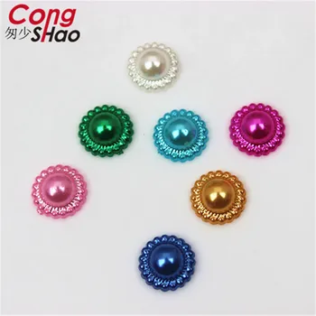 Cong Shao 1000pcs 9mm Rotunde Colorate flatback imitație pearl margele ABS Acrilic Rhinestone aplicatiile DIY costum Butonul CS619
