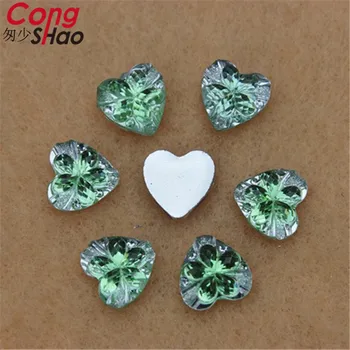 Cong Shao 100buc 10mm Dual Rasina de culoare stras de Cristal tăiați Forma de Inima flori flatback pentru costum Butonul DIY CS257
