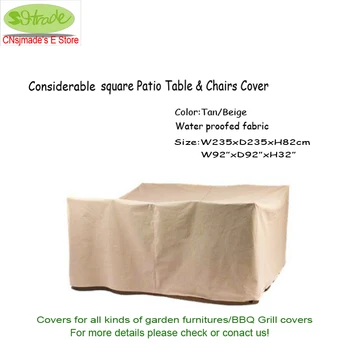 Considerabile square garden masa si scaun de acoperire 235X235X82cm , de culoare Bej, Bej impermeabilizate tesatura ,transport Gratuit