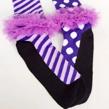 Copii Fete Dantelă Ciorapi Ciorapi Dot Dungi Dace Haine Copii Fete Dres Balet Stil Drăguț Violet Pentru 4-7 Ani GL58