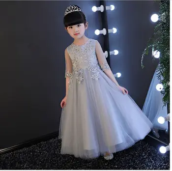 Copii Haine Copilul Fata De Copii Petrecere De Seara Rochii Pentru Nunta Fetei Printesa Îmbrăcăminte 2017 Culoare Solidă Arc Moderator Costum