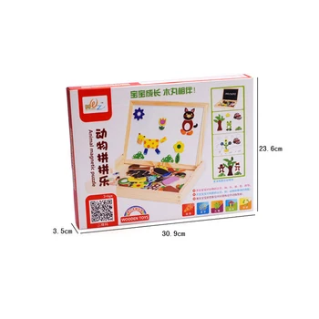 Copii, jucarii Magnetice puzzle-uri pentru copii fete băieți de învățare educație Jucarii din lemn 3d Puzzle animale jocuri desen bord