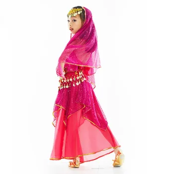 Copiii Burta Costum de Dans Copii, Dans Indian Dress 5 Buc de la Bollywood, Dans, Costume, pentru Fete de Performanță Dans Seturi
