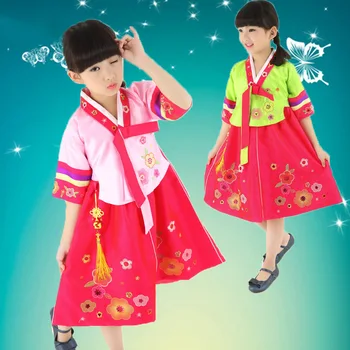 Copiii Tradițională Coreeană Fată Costum Cu Maneci Scurte Hanbok Rochie Coreea Natiaon Rochie De Dans Copii Perfodmace Dans Costum 18
