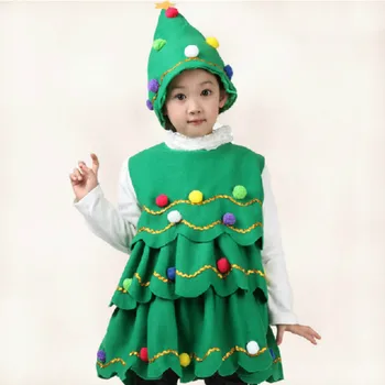 Copilul Costume de Crăciun se Potriveste cu Pălărie pentru Fete Baieti Copii Pom de crăciun Moș Crăciun Cosplay Copii Rochie de Bumbac Cadou de Crăciun