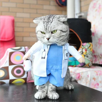Cosplay Câini Amuzant Costum de Pisica Doctor Costum de Haine Uniformă de Îmbrăcăminte pentru Catelus Petrecere Jacheta Tinuta de Afaceri