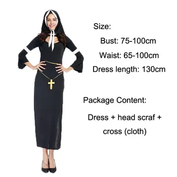 Costume de Halloween pentru Femei Fecioara Maria măicută Fantasia Adulto Cosplay Îmbrăcăminte Rochie Văl Cruce