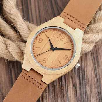 Creative Barbati din Lemn Ceas Analogic pentru Femei de Moda Ceas de mână pentru Femei din Piele Trupa Sport Reloj de madera
