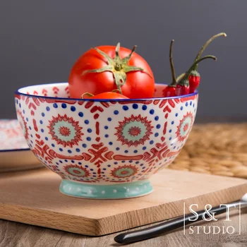 Creative Home Bucătărie Stil American Hnadpainted boluri din ceramica de portelan tacamuri sub-geamuri supa de salata de fructe boluri