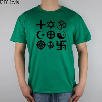 Creștinismul, Iudaismul Budism Religie t-shirt de Top din Lycra, Bumbac Barbati Tricou
