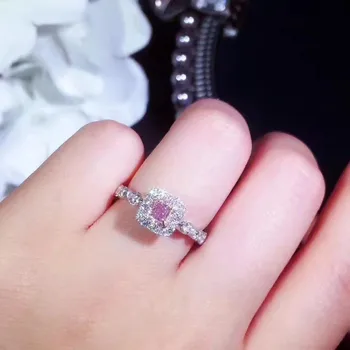 Culoare roz micro încrustat Cubic Zircon inel pătrat inele de nunta pentru femei alb-aur printesa de culoare inel de promisiune NOI dimensiuni de 5-10