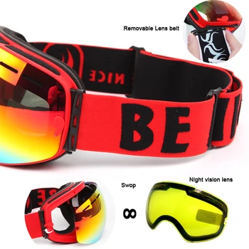 Cutie HD ochelari de Schi Dublu Anti-ceață, Zăpadă, Snowboard, Ochelari UV400 Mare sferice ochelari schi compatibil miopie Ochelari de Adult