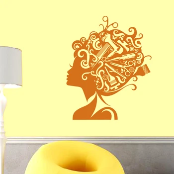 DCTAL Femeie Salon de coafură Autocolant Coafor Beauty Decal Frizerie Fata Postere de Vinil de Perete Decalcomanii de Salon de Păr Autocolant