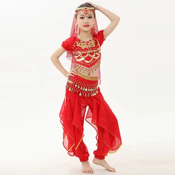 De Bună Calitate, Dans Din Buric, Costume, Pentru Fete, Purpuriu Rose Violet Roșu Roșu Albastru Topuri+Pant Set Sexy Copii Haine Feminine, Costum Indian Q4004