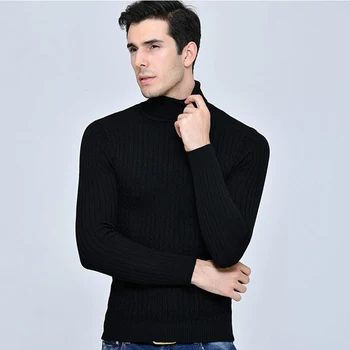 De iarnă de înaltă calitate pentru bărbați cașmir pulover cald elastic guler pulover gros cu maneca lunga guler înalt pulover pulover masculin