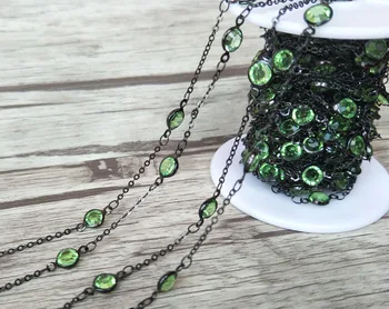 De mana de culoare neagra bijuterii Constatare,verde de sticlă cristal Margele Lanțuri,DIY colier lanț de mână bijuterii de luare LZ62