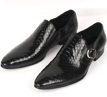 De mari dimensiuni EUR45 maro cafeniu / negru serpentine mocasini om de afaceri pantofi din piele pantofi rochie mens pantofi de nunta
