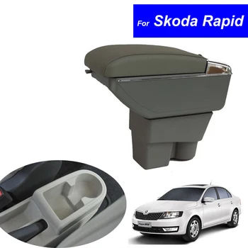De Mașină din piele Consola centrala, Cotierele Cutie de Depozitare pentru Skoda Rapid 2013 2016 Auto Piese de Interior Transport Gratuit