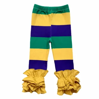De paști îmbrăcăminte pentru copii cireasa de fete triple zburli pantaloni scurti Mov,Verde și Aur culori imprimate copii pantaloni scurți pentru Mardi Gras de vacanță