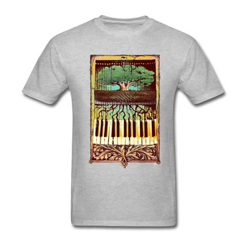 De Vară din 2016 Iubitor de Muzică T Shirt Mens Gri, Tricouri Personalizate Pian Copac pentru Fratele Supradimensionate