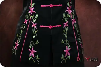 De Vânzare la cald Doamnă Negru de Mătase Poliester Strat Stil Chinezesc Sus Slim Tang Costum Național Flori de Haine Marimea S M L XL XXL XXXL NJ160