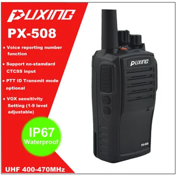 De Vânzare la cald IP67 rezistent la apa Walkie Talkie dovada de Praf Radio Puxing PX-508 UHF 400-470MHz Portabil Doi-way Radio FM Transceiver