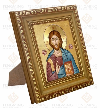 De vânzare la cald rama Foto Biserica Ortodoxă lcon Hristos Pantocrator ambarcațiuni de lemn Botezul Creștin cadouri religioase element de decor acasă