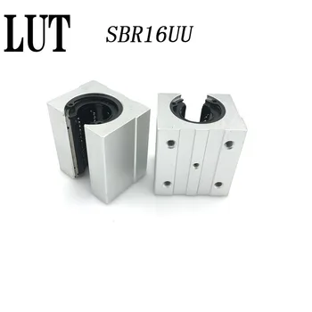 De înaltă calitate 2 buc SBR16UU bloc de aluminiu 16mm mișcare Liniară diapozitive rulment bloc meci de utilizare SBR16 16mm șină de ghidare liniare