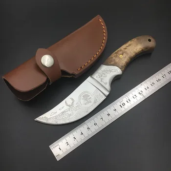 De înaltă Calitate de vânătoare, cuțite mâner din lemn de supraviețuire tactice cuțit fix camping nord-american Drept cuțit cu toc
