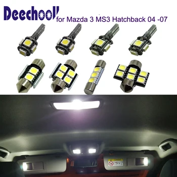 Deechooll 7pcs Masina becuri cu LED-uri pentru Mazda 3 MS3 Hatchback 2004 2005 2006 2007 ,Alb lumina de Interior pentru Mazda 3 04-07 plafoniera