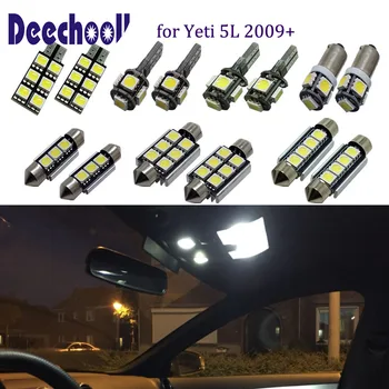 Deechooll 9pcs Car LED Lumina pentru Skoda Yeti 5L ,Alb Canbus Iluminat Interior Becuri pentru Yeti 5L 2009+ Cupola de Lumini pentru Citit