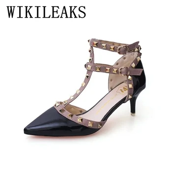 Designer de brand de lux, sandale gladiator femei pantofi sandalias zapatos mujer tacon a subliniat toe T-Curea sandale cu toc femei