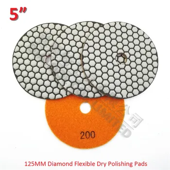 DIATOOL 4buc 125mm #200 B uscat masina de slefuit cu disc de Slefuire marmura granit ceramic DIA 5inch Rășină bond diamant flexibil tampoane de lustruire