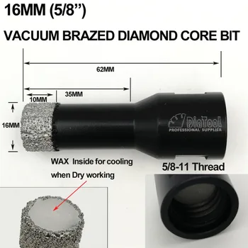 DIATOOL 5pcs/set Vacuum Lipite de Diamant Uscat Foraj Biți(6mm+8 mm+10 mm+13mm+16mm) Dia 1/4