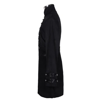 Diavolul Moda Gotic Epocă Barbati Victorian Jachete Steampunk Negru Flocking Model Singur Buton Haine Casual haine
