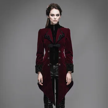 Diavolul Moda Gotic Epocă Mult Rândunicii Haina pentru Femei Steampunk Negru Rosu Toamna Iarna Paltoane Jachete de Catifea