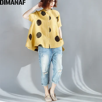 DIMANAF Femei Bluze de Vara Tricouri Plus Dimensiune Moda Polka Dot Lenjerie de Topuri Scurte 2018 Nou Haine de sex Feminin Supradimensionat Bluza Vrac