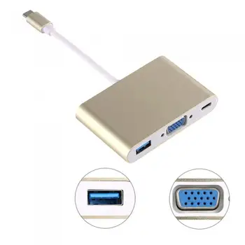 Din Aliaj de aluminiu Tip C Încărcător USB 3.1 Tip-C Pentru Adaptor VGA de sex Masculin La Feminin Converter Hub USB Port de Încărcare Pentru MacBook