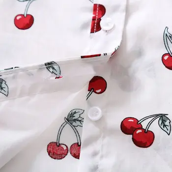 Dioufond Bumbac Imprimare Femei Bluze Camasi Școală Munca De Birou Doamnelor Topuri Casual Cherry Tricou Cu Maneci Lungi Pentru Femei De Moda De Îmbrăcăminte