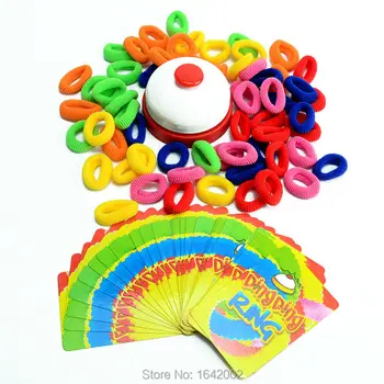 Distracție în familie Ring Ding Jucărie Mare Partid Jocuri, Gadget-uri Practice Provocare Amuzant jucării,1 Clopot,24 buc carduri de imagine 60 buc Inel de Păr