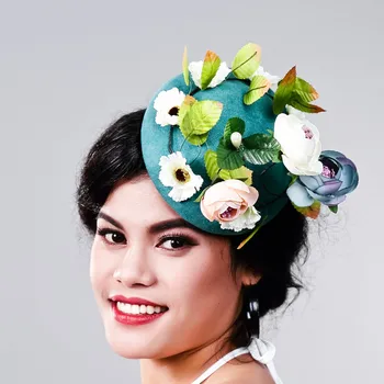 Doamnelor fantezie curse verde pălării de nunta si palarioare pene de păr accesorii femei partid tocados sombrero bodas biserica pălării